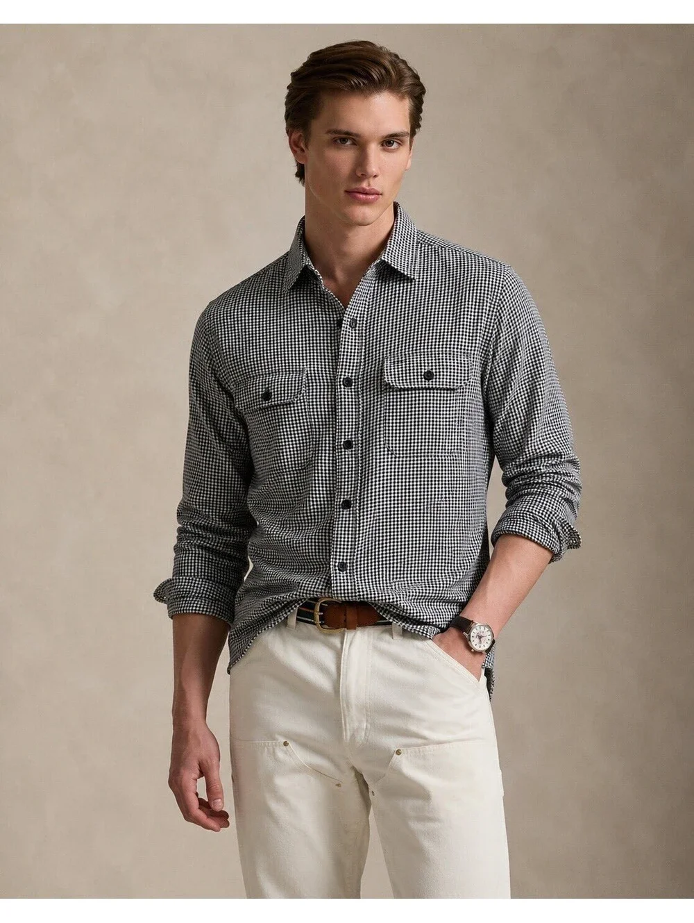 Ralph Lauren Polo shirt men Medium Houndstooth Rugby